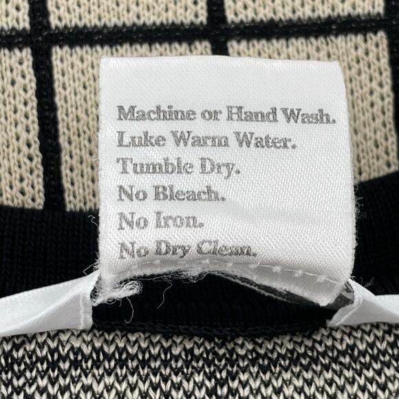 Misook Women's Cardigan Sweater, Sz. L Neutral Preppy Minimalist Windowpane - Picture 5 of 8